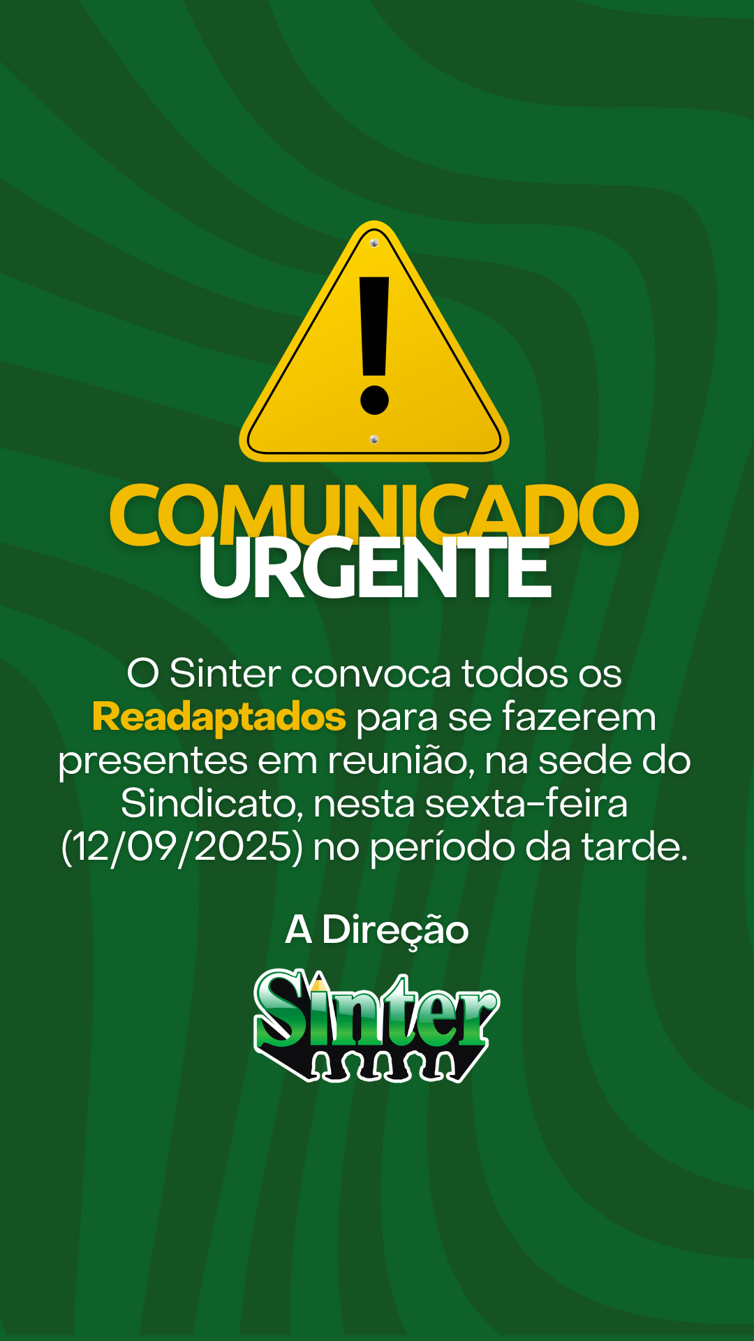 Leia mais sobre o artigo CONVOCAÇÃO DOS READAPTADOS